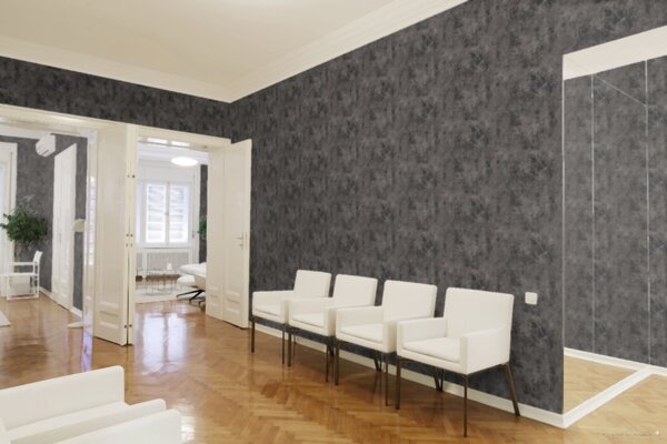 A.S. Création | Vliesová tapeta na stenu New Walls 37425-6 | 0,53 x 10,05 m | čierna, metalická, šedá