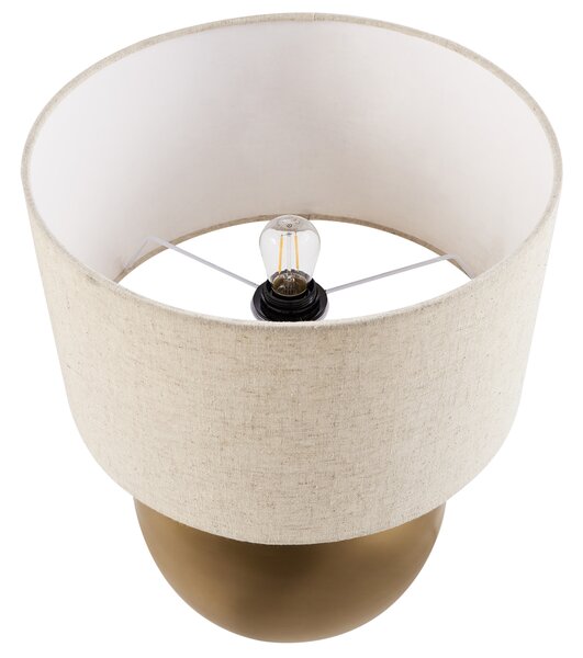 Stolná lampa mosadzná béžová tienidlo z bavlny a ľanu kovový železný podstavec 54 cm moderný štýl obývacia izba