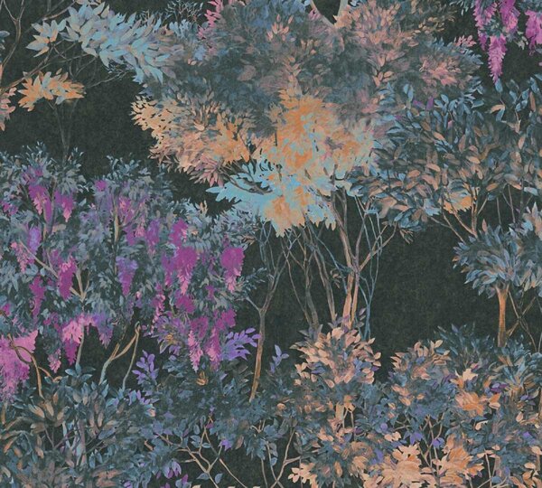 A.S. Création | Vliesová tapeta na stenu AP Arcade 39173-1 | 0,53 x 10,05 m | tyrkysová, modrá, fialová, čierna, oranžová, vining ivy