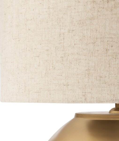 Stolná lampa mosadzná béžová tienidlo z bavlny a ľanu kovový železný podstavec 54 cm moderný štýl obývacia izba