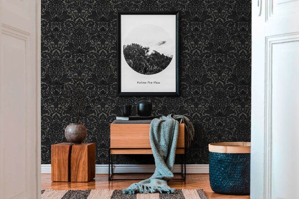 A.S. Création | Vliesová tapeta na stenu AP Finest 33583-6 | 0,53 x 10,05 m | čierna, šedá