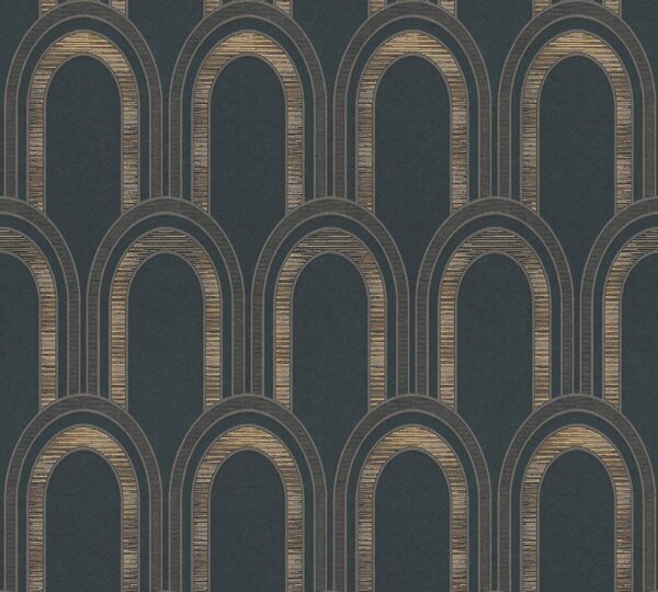 A.S. Création | Vliesová tapeta na stenu AP Arcade 39176-2 | 0,53 x 10,05 m | zlatá, čierna, hnedá