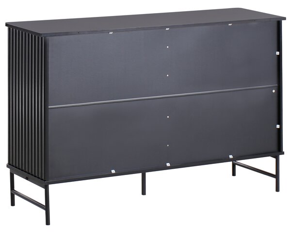Komoda so 6 zásuvkami čierna MDF minimalistický dizajn moderný úložný nábytok obývacia izba spálňa