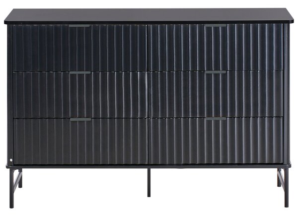Komoda so 6 zásuvkami čierna MDF minimalistický dizajn moderný úložný nábytok obývacia izba spálňa