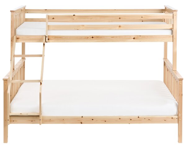 Poschodová posteľ pre 3 osoby svetlohnedá borovicové drevo 90/140 x 200 cm vysoká posteľ detská izba