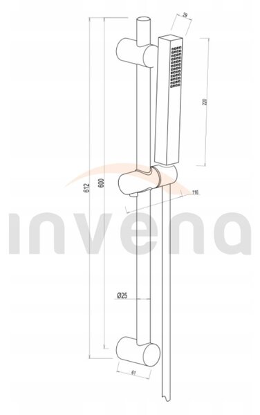 Invena Glamour Trend, sprchová sada so stĺpom a 1-funkčnou ručnou sprchovou hlavicou, zlatá lesklá, INV-AU-05-Z09-S