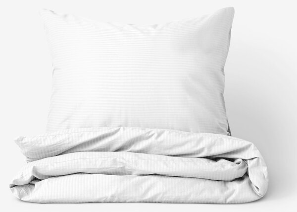 Goldea damaškové posteľné obliečky - tenké biele prúžky so saténovým leskom 200 x 200 a 2ks 70 x 90 cm