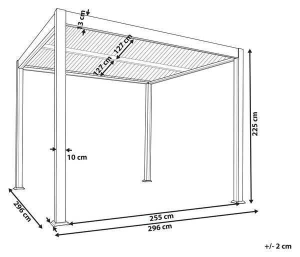 Pergola čierna kov hliníkový rám tienidlo 310 x 310 cm altánok moderný industriálny štýl záhrada