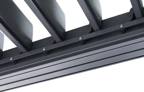 Pergola čierna kov hliníkový rám tienidlo 310 x 310 cm altánok moderný industriálny štýl záhrada