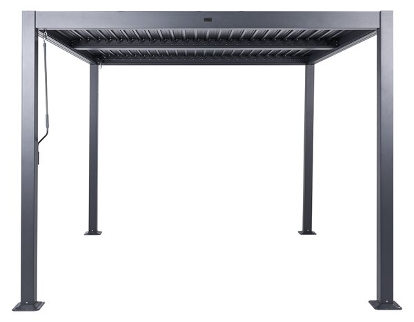 Pergola čierna kov hliníkový rám tienidlo 310 x 310 cm altánok moderný industriálny štýl záhrada