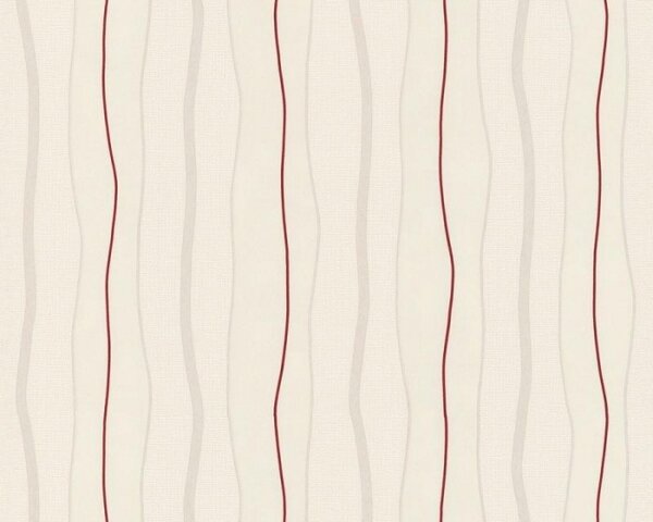 A.S. Création | Vliesová tapeta na stenu Simply Stripes 2495-31 | 0,53 x 10,05 m | červená, krémová