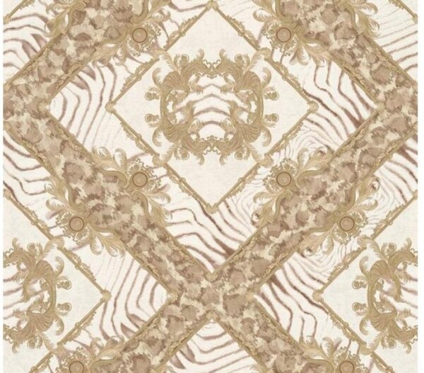 A.S. Création | Vliesová tapeta na stenu Versace 34904-1 | 0,70 x 10,05 m | metalická, hnedá, béžová