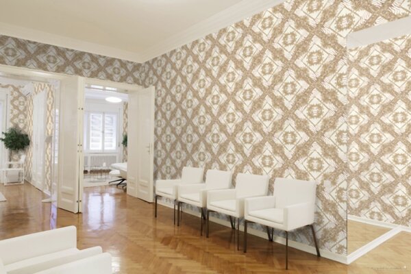 A.S. Création | Vliesová tapeta na stenu Versace 34904-1 | 0,70 x 10,05 m | metalická, hnedá, béžová