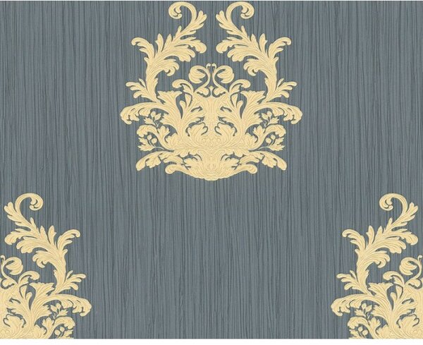 A.S. Création | Vliesová tapeta na stenu Nobile 95861-5 | 0,70 x 10,05 m | šedá, metalická, krémová