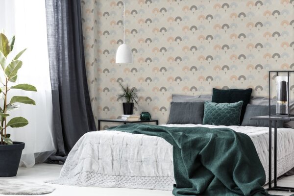 A.S. Création | Vliesová tapeta na stenu Pop Style 37480-3 | 0,53 x 10,05 m | modrá, metalická, oranžová, šedá