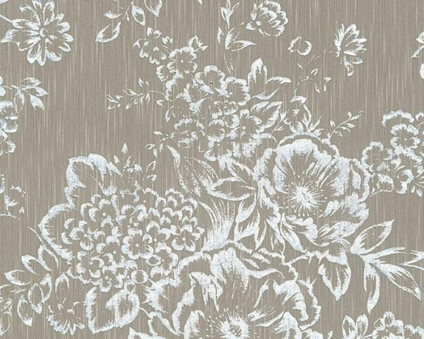 A.S. Création | Vliesová tapeta na stenu Metallic Silk 30657-4 | 0,53 x 10,05 m | šedá, strieborná