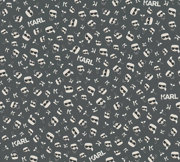 A.S. Création | Vliesová tapeta na stenu Karl Lagerfeld 37843-7 | 0,53 x 10,05 m | biela, čierna