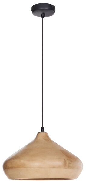 Závesná lampa svetlohnedá mangové drevo okrúhle tienidlo na strop moderný štýl kuchyňa jedáleň