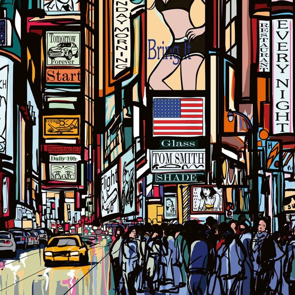 DIMEX | Dibond doska za kuchynskú linku | DBW-06060-040 Times Square | 60 x 60 cm