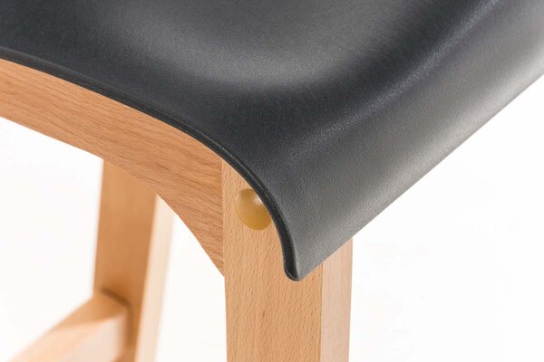 Barová stolička Hoover - plast, drevené nohy natur - Sivá