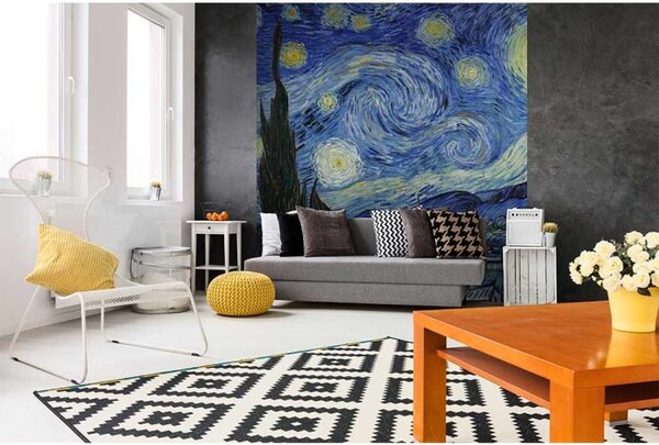 DIMEX | Vliesová fototapeta na stenu Hviezdna noc od Vincenta van Gogha MS-3-0250 | 225 x 250 cm | modrá, žltá, čierna