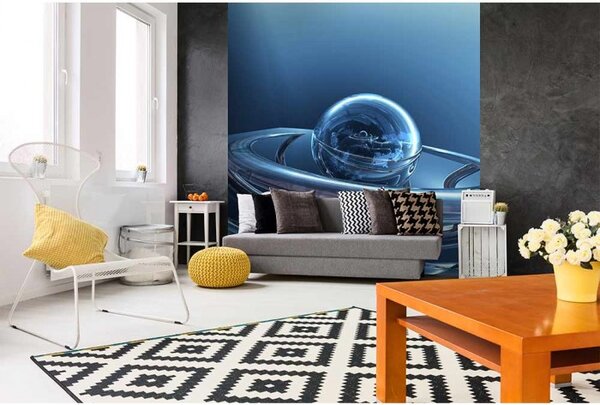 DIMEX | Vliesová fototapeta na stenu Sklenená guľa MS-3-0282 | 225 x 250 cm | modrá