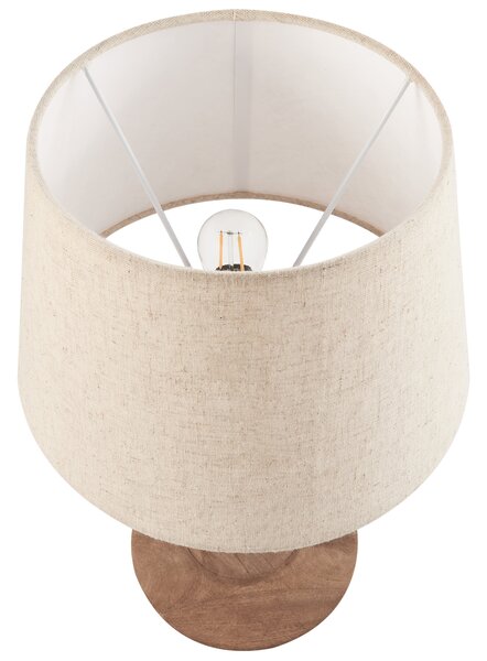 Stolná lampa tmavohnedá béžová tienidlo z bavlny a ľanu podstavec z mangového dreva 54 cm moderný štýl obývacia izba