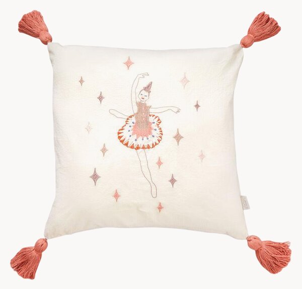 Vankúš z organickej bavlny so strapcami Ballerina