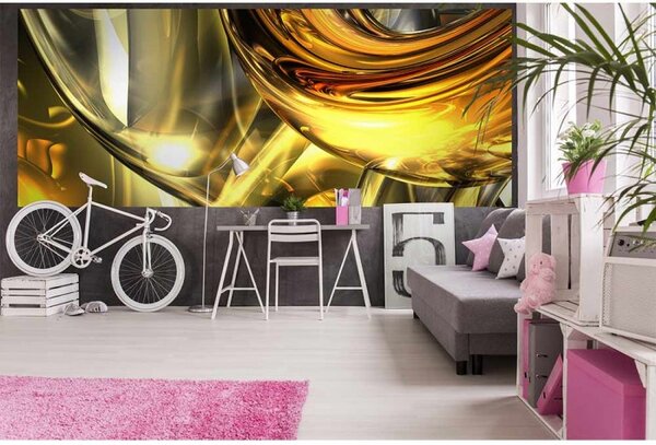 DIMEX | Panoramatická vliesová fototapeta na stenu Zlatý abstrakt MP-2-0291 | 375 x 150 cm | zlatá, čierna