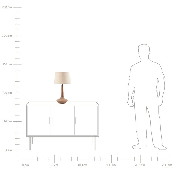 Stolná lampa tmavohnedá béžová tienidlo z bavlny a ľanu podstavec z mangového dreva 54 cm moderný štýl obývacia izba