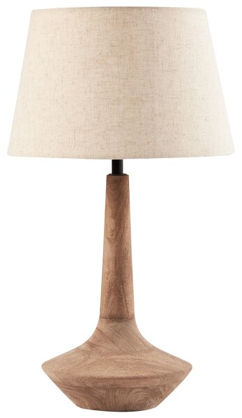 Stolná lampa tmavohnedá béžová tienidlo z bavlny a ľanu podstavec z mangového dreva 54 cm moderný štýl obývacia izba