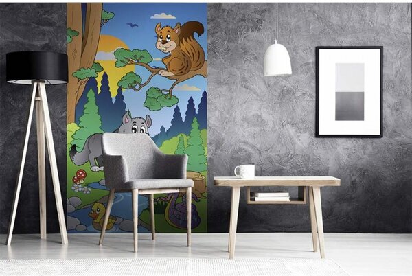 DIMEX | Vliesové fototapety na stenu Zvieratká v lese MS-2-0336 | 150 x 250 cm | zelená, viacfarebná