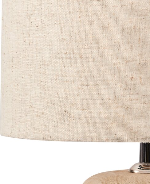 Stolná lampa svetlohnedá béžová tienidlo z bavlny a ľanu podstavec z mangového dreva 30 cm moderný štýl obývacia izba