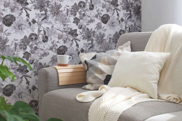 A.S. Création | Vliesová tapeta na stenu Dream Flowery 38175-3 | 0,53 x 10,05 m | biela, šedá