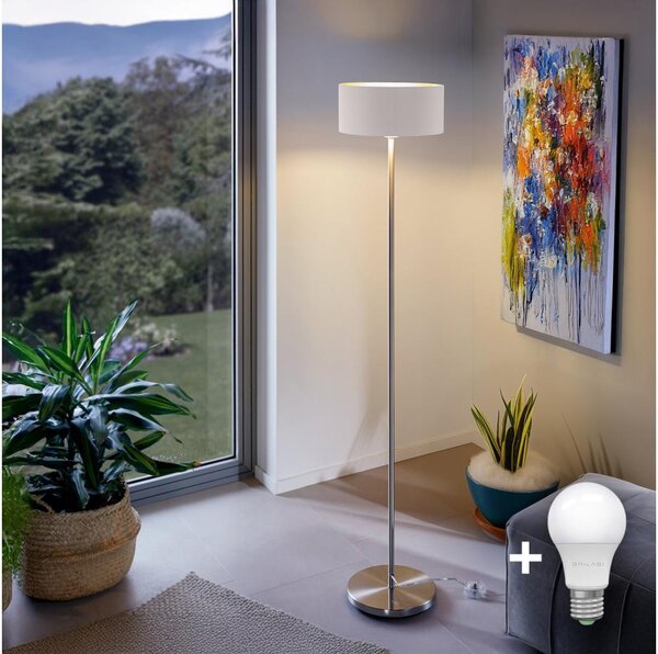 LED stojacia lampa TUNJA 1xE27/20W/230V priemer 30 cm matný chróm/biela