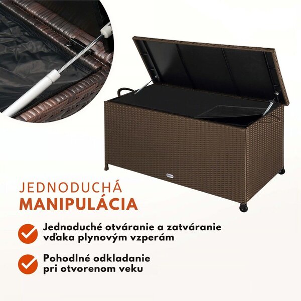 Polyratanový úložný box RICCO, 117 x 53 x 60cm, tmavá hnedá Casaria