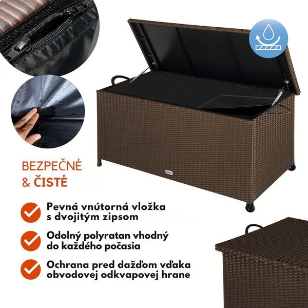 Polyratanový úložný box RICCO, 117 x 53 x 60cm, tmavá hnedá Casaria
