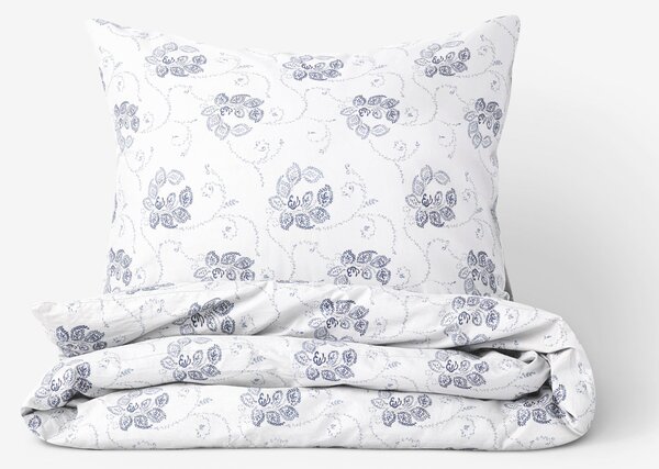 Goldea flanelové posteľné obliečky - tmavo modré kvetované ornamenty na bielom 140 x 200 a 70 x 90 cm