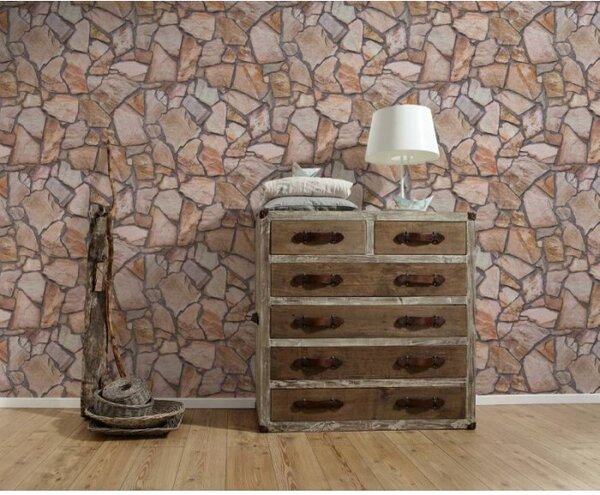 A.S. Création | Vliesová tapeta na stenu Wood'n Stone 9273-16 | 0,53 x 10,05 m | hnedá, šedá