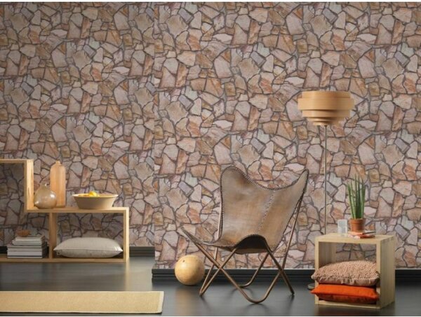 A.S. Création | Vliesová tapeta na stenu Wood'n Stone 9273-16 | 0,53 x 10,05 m | hnedá, šedá