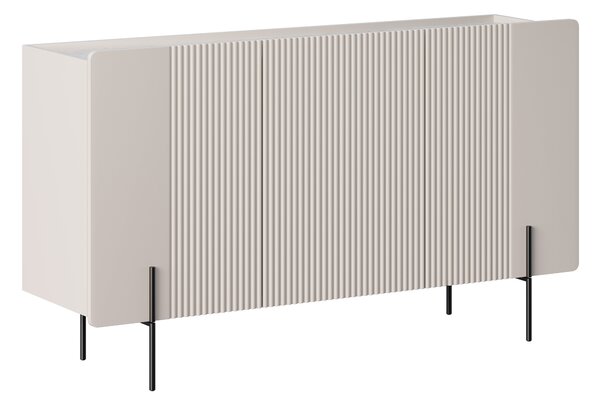 Komoda Malmi 150 cm trojdverová - kašmír / crema bianca / čierne nožičky