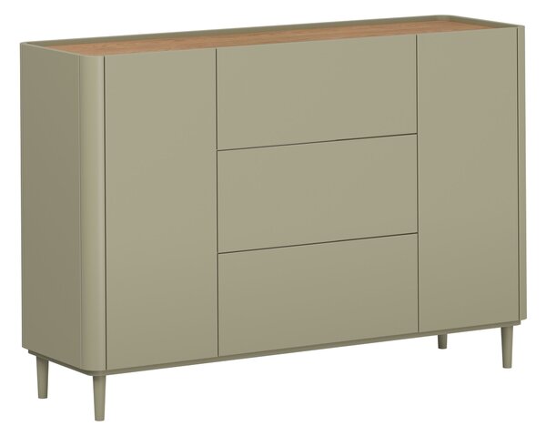 Komoda Elivo 150 cm so zásuvkami na nožičkách - eukalyptus / dub baltic dune