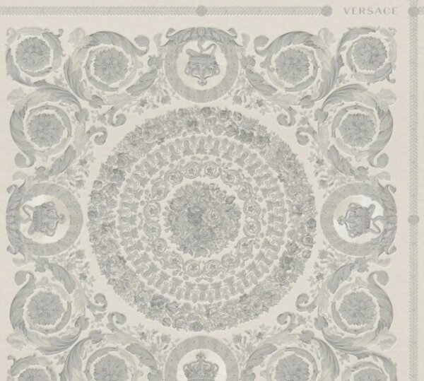 A.S. Création | Vliesová tapeta na stenu Versace 37055-5 | 0,70 x 10,05 m | metalická, biela, krémová