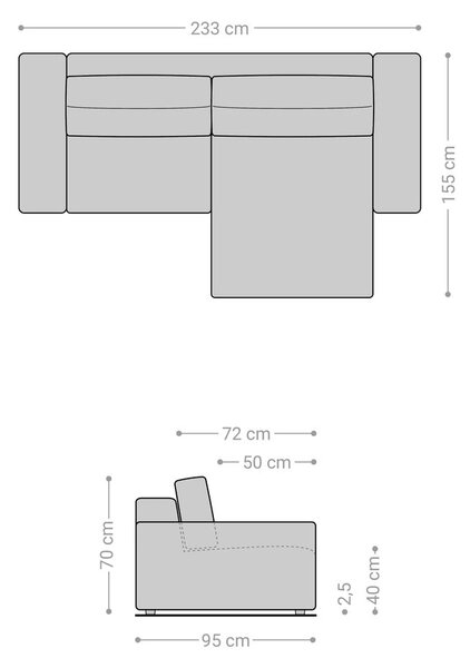 DELIFE Rohová pohovka Lanzo 230x155 cm manšester béžová variabilné ležadlo