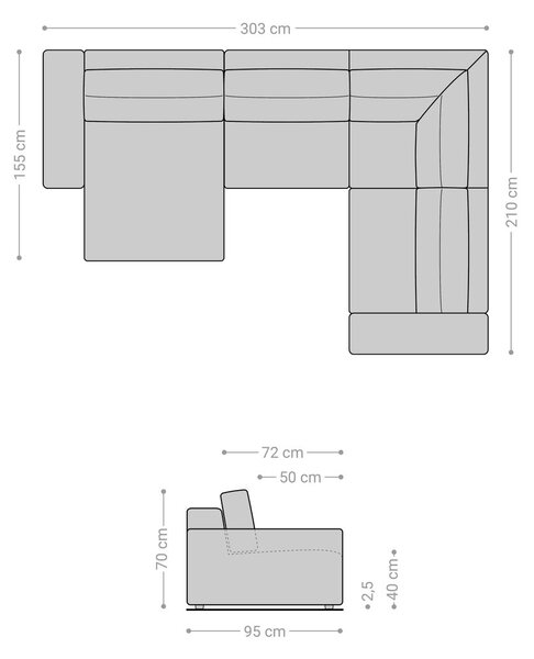 DELIFE Pohovka v tvare U Lanzo 300x210 cm mikrovlákno khaki-hnedá ležadlo variabilné