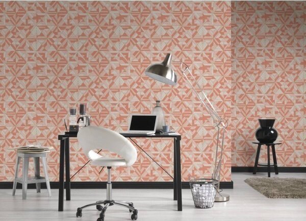 A.S. Création | Vliesová tapeta na stenu Pop Style 37481-1 | 0,53 x 10,05 m | biela, metalická, ružová