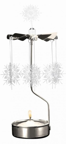 Rotujúci svietnik Silver / White Snowflakes