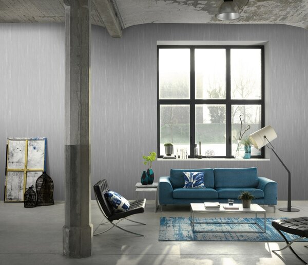 DIMEX | Vliesová tapeta na stenu WPE-901759 | 0,53 x 10,05 m | šedá, metalická