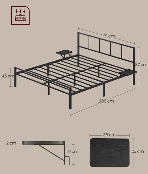 Kovová manželská posteľ 160 cm RMB195B01