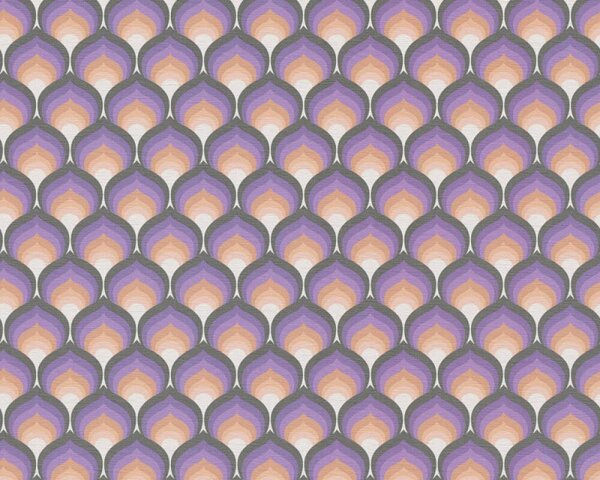A.S. Création | Vliesová tapeta na stenu Retro Chic 39538-2 | 0,53 x 8,5 m | čierna, oranžová, krémová, fialová, viacfarebná